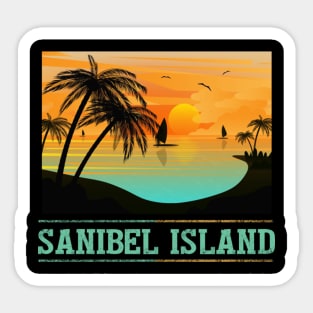 Retro Sanibel Island Florida Tropical Sunset Beach Vacation Sticker